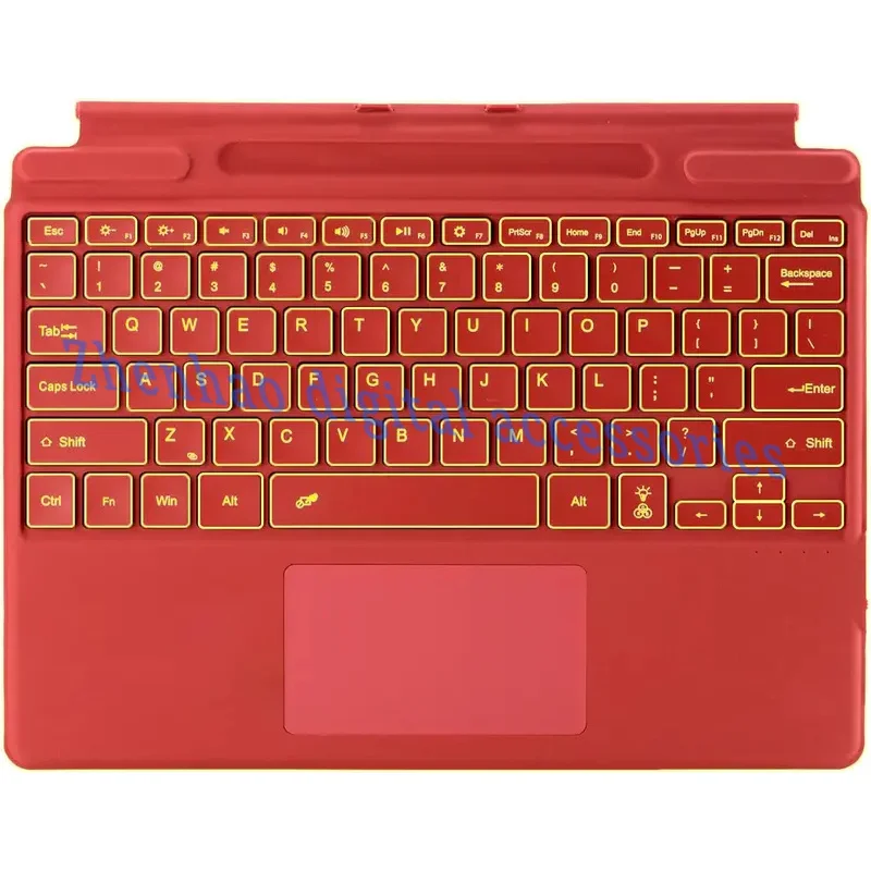 

For Microsoft Surface Pro X / 10 / 9 / 8 Colorful Backlit Red Magnetic Connectivity Bluetooth Keyboard