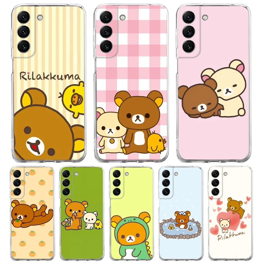 Cute R-Rilakkuma Bear Phone Case Silicone Case For Samsung S30,S23,S21,S22,S20 Ultra,S20 FE lite,S10,S9,S8 PIus Cover Clear