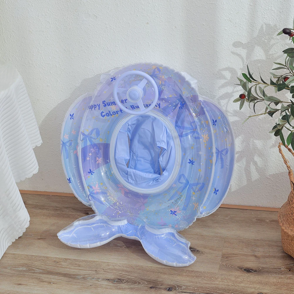 Mermaid Inflatable Swim Ring Blow Up Swim Tube with Seat & Steering Wheel Swim Float Tube Kids Pool Floats for Summer Water Fun