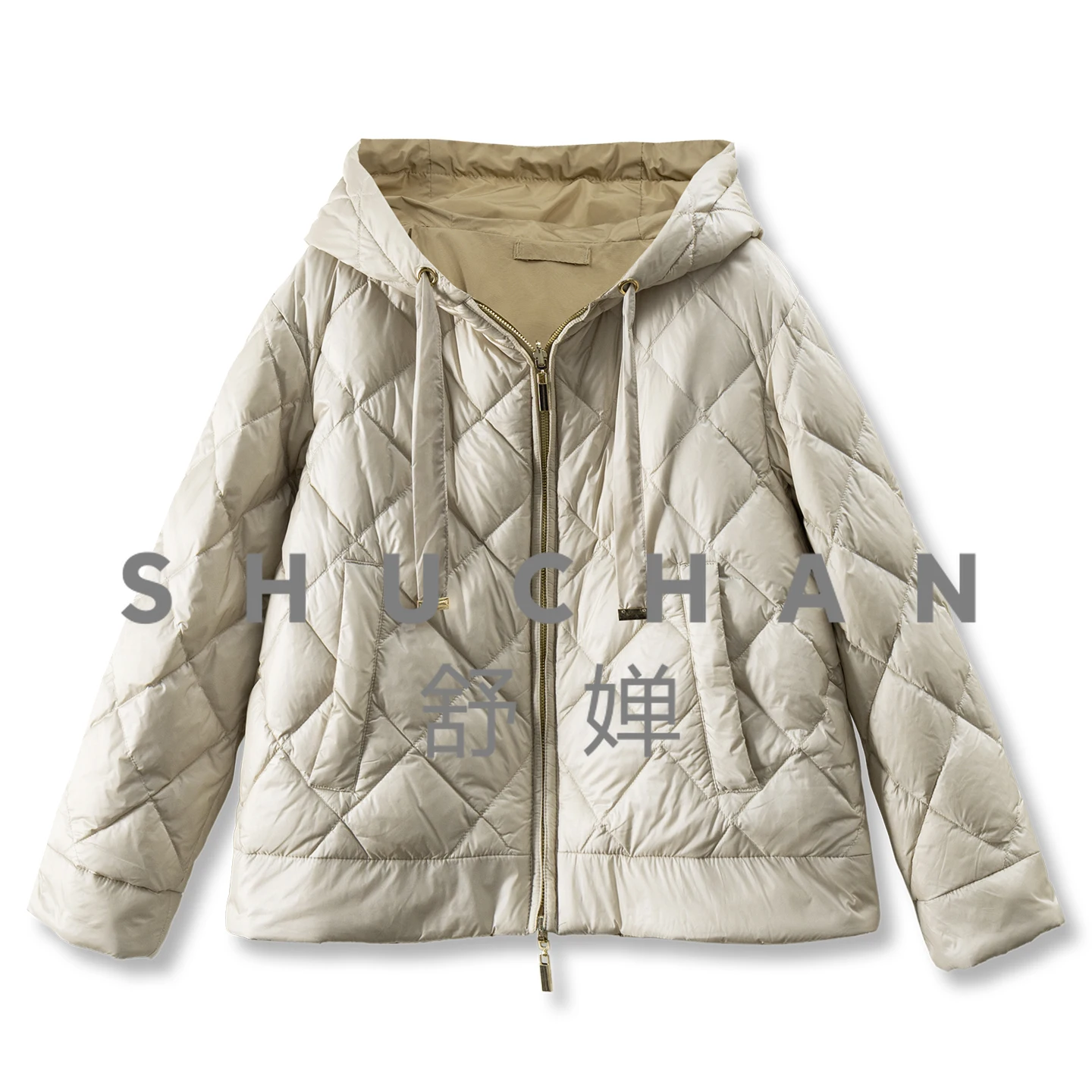 

SHUCHAN Double-sided Wear 90% Goose Down Hooded Down Jacket Female 70F7 Casaco Feminino De Inverno Super Quente