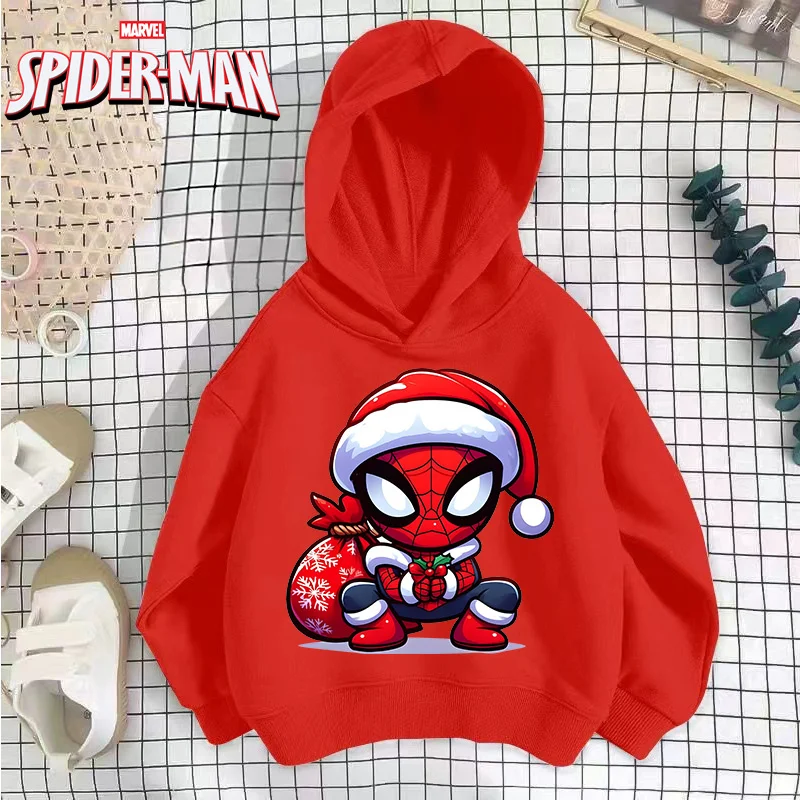 2025 Disney Kid Christmas Spiderman Children Hoodies Pullover Casual Clothes Anime Kids Sweatshirts for Girl Boy Cartoons Tops