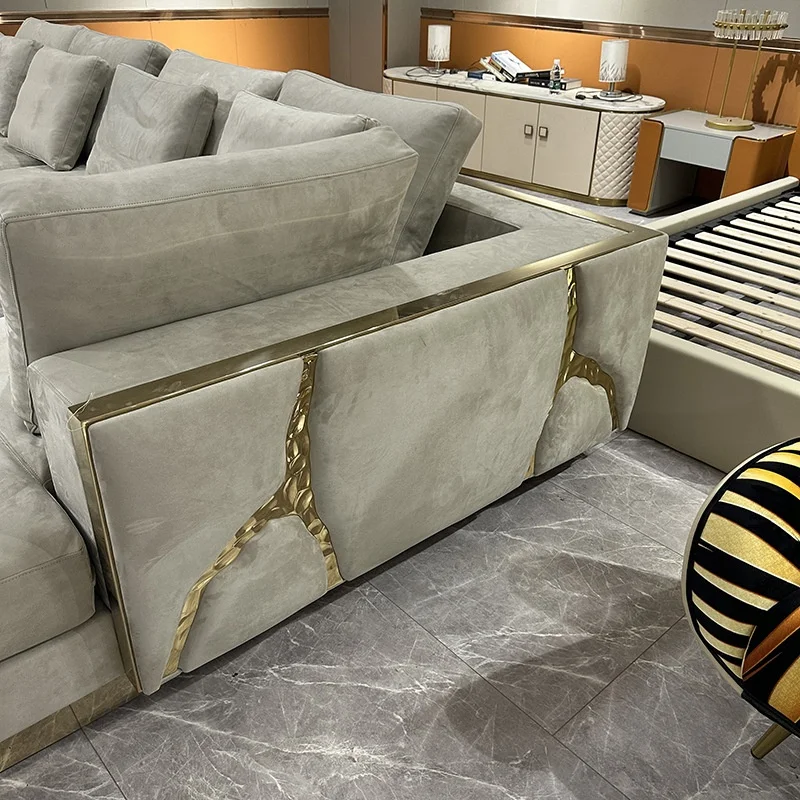 Boca Do Lobo Custom Modular Luxury Velvet Sectional Sofa Set Lapiaz River Design for High-End Hotels Villas Living Room