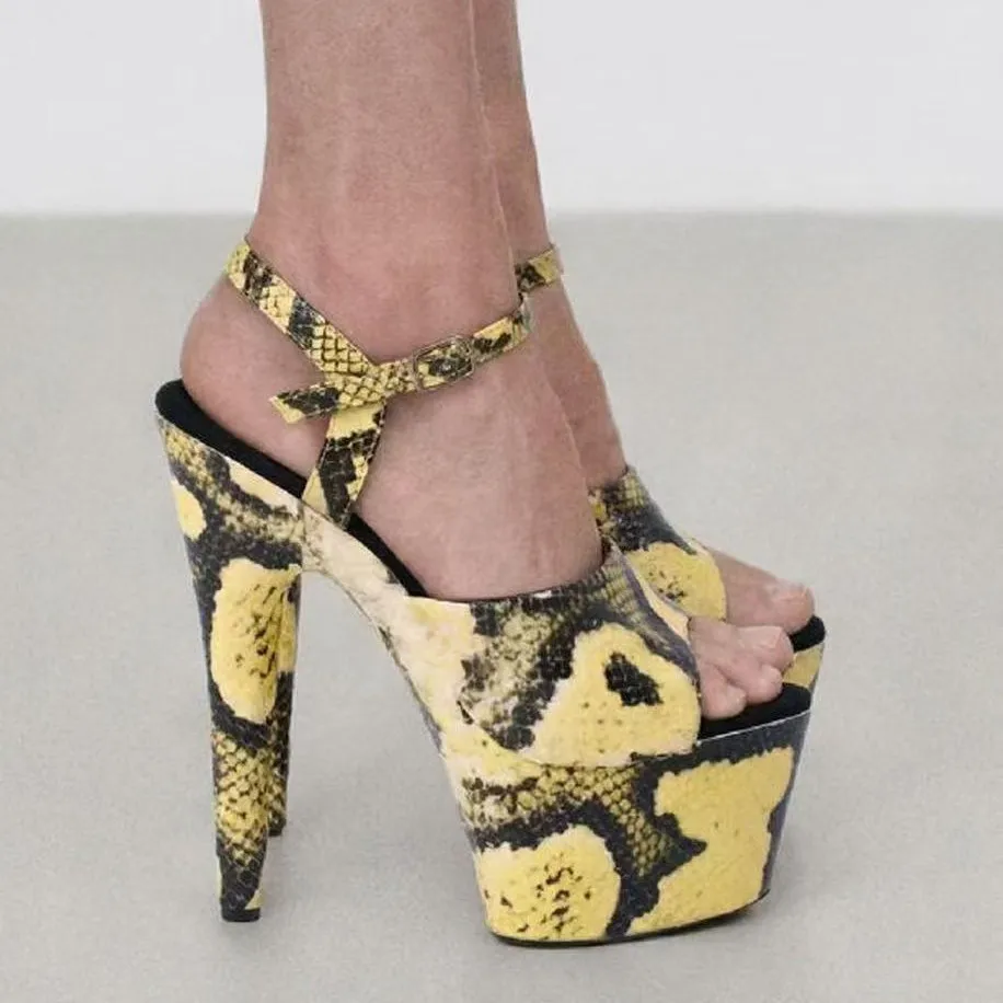 New Summer Women's Multicolor Platform Sandals Chunky Heel Peep Toe Ankle Buckle Strap Fashion Pole Dancing Sexy Sandals