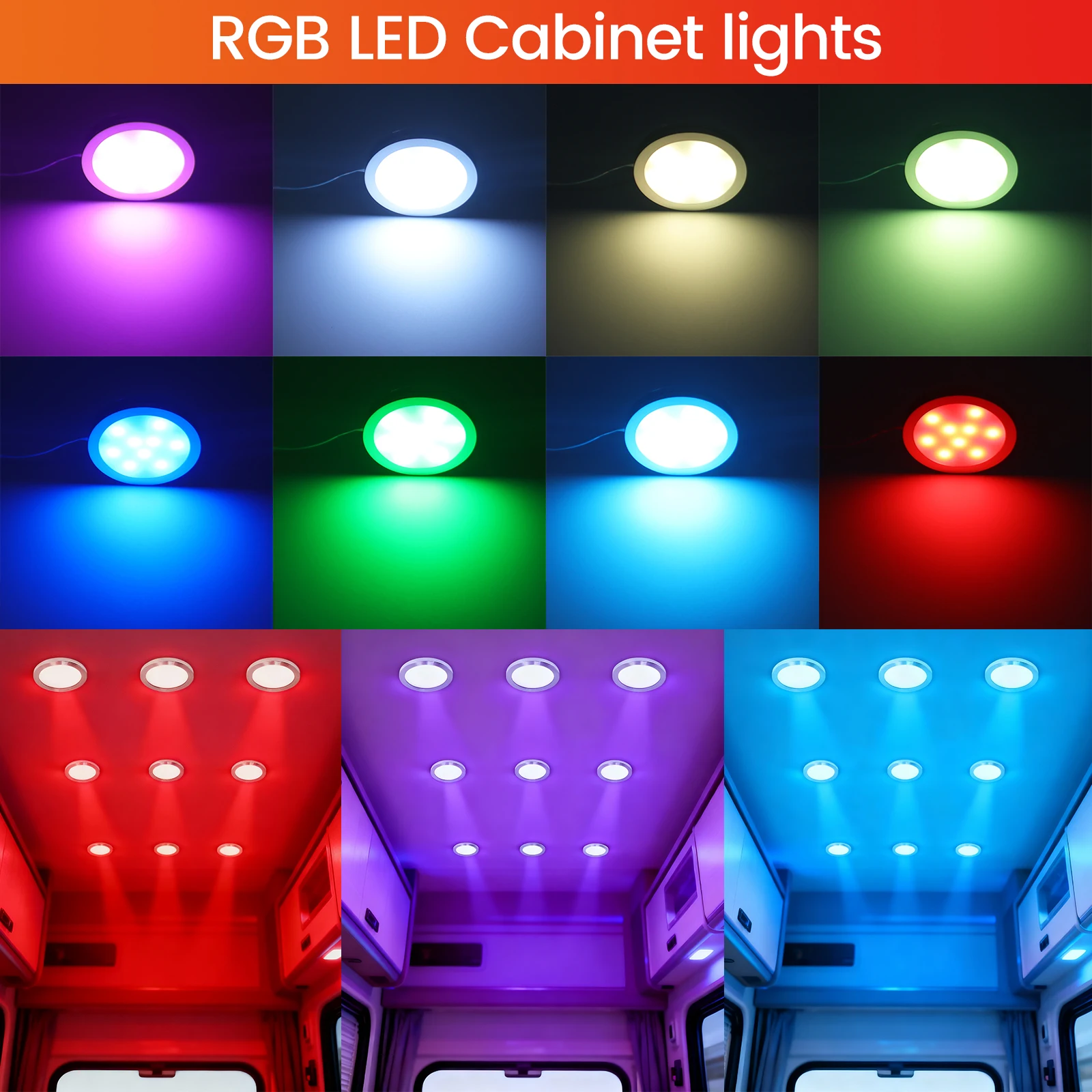 12V Smart RGB LED Ceiling Spotlight Bluetooth WIFI App Remote Control Dimmable Round Under Cabinet Light 1-9Pcs EU/AU/UK/US Plug