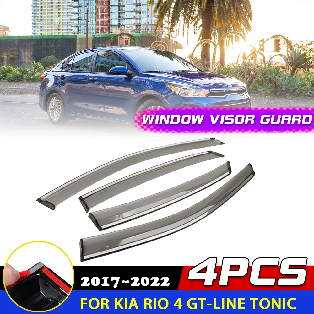 

Car Windows Visor for Kia Rio 4 GT-Line Sedan FB UC 2017~2022 Awnings Wind Sun Rain Eyebrow Deflector Sticker Accessories