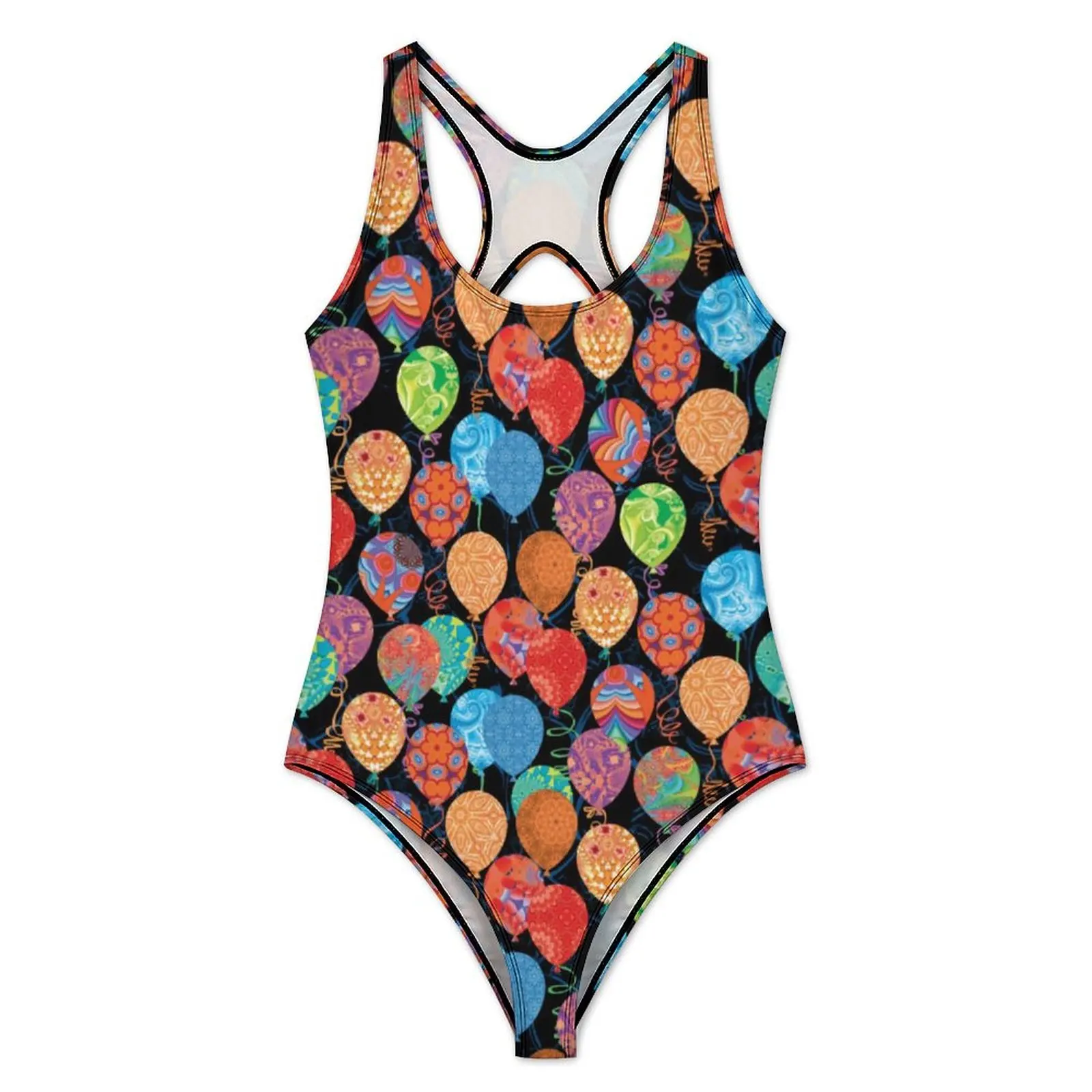 Birthday Balloon Swimsuit Colorful Print One Piece Swimwear Push Up Retro Bathing Suits Sexy Surfing Printed Beachwear