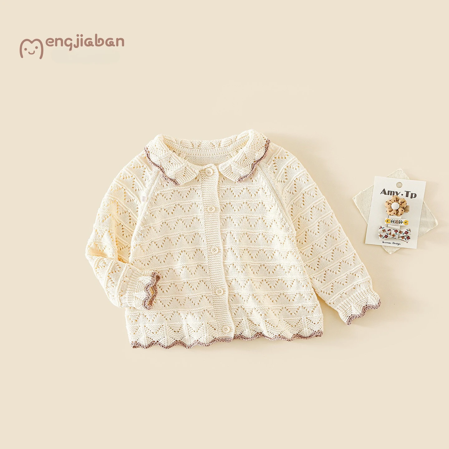 Girls Outerwear Autumn 2026 New Korean Version Childrens Knitted Air Conditioned Sweater Girls Baby Sweater Top