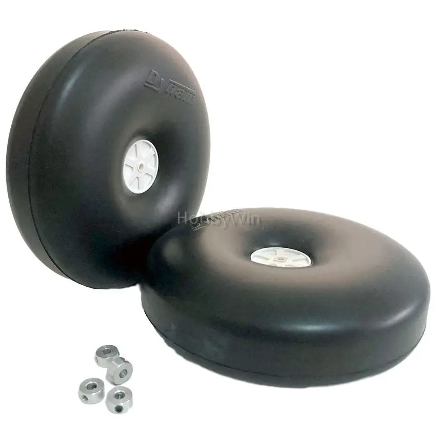 

Dynam 2PCS 140mm Rubber Wheels 3mm 4mm Axle Hole for RC Scale Model Airplane Warbird