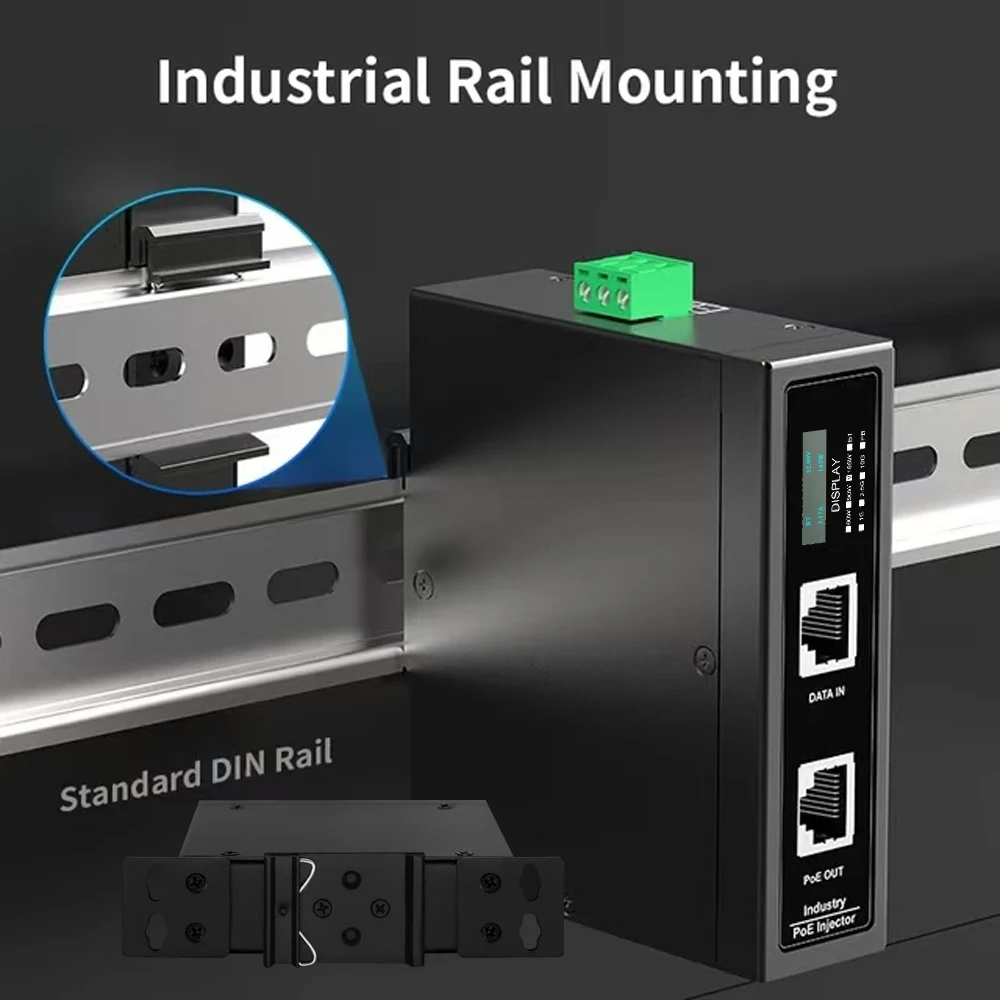 

2.5G/10G OLED Industrial Passive POE injector |60/90/240/320W|802.3 at/af/bt/POE++|6KV surgr protection|48-57Vdc or 12-57Vdc