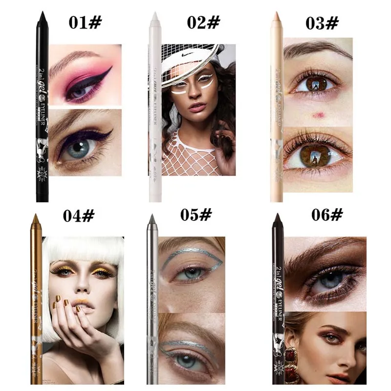 Matita per eyeliner colorata a lunga durata Pigmento impermeabile a prova di sudore Penna per fodera marrone colorata Nessuna sbavatura Cosmetici per il trucco degli occhi