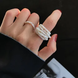 Stuning Titanium Real Pearl Stackable Rings Women Jewelry Designer Cocktail Party Gown Amazing Gift Trendy Boho Korean Japan