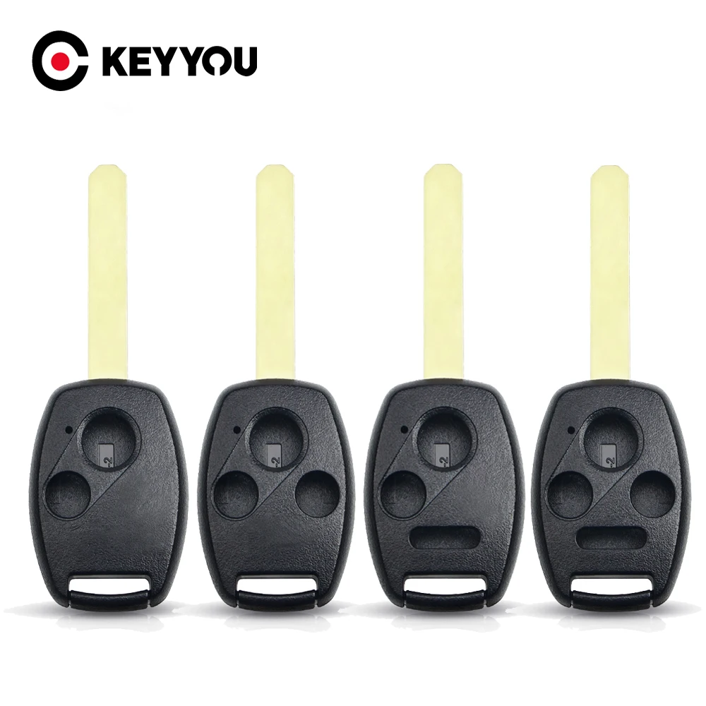 KEYYOU 2/3/3/4 Button Uncut Blade Remote Car Key Shell For Honda Fit Accord Civic CRV Pilot Insight Jazz HRV Fob Case Cover