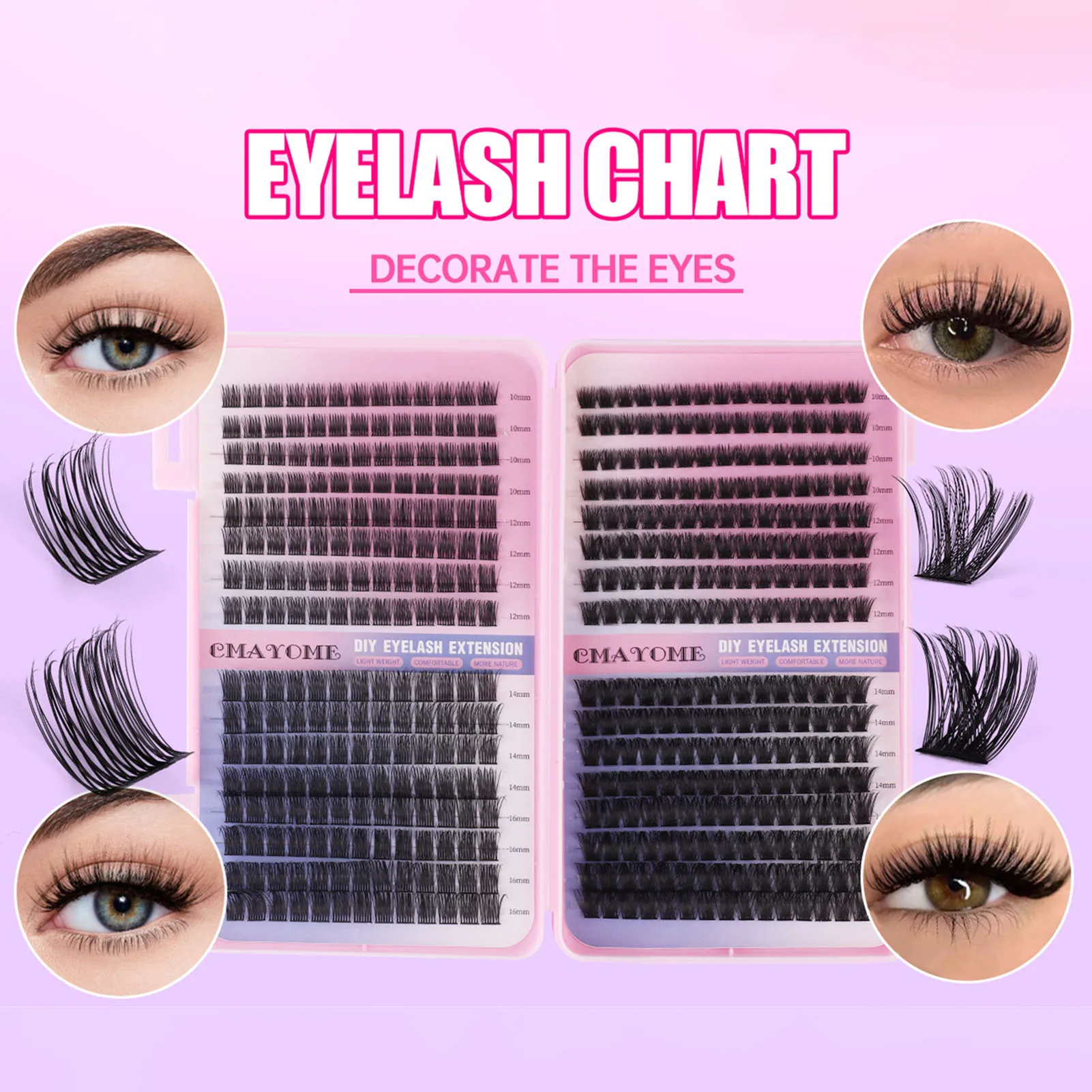 448pcs DIY Lash clusters set False Eyelashes extenstions bond and seal glue Curl Wispy Eyelash for Eye-Lifting Effect DIY Makeup