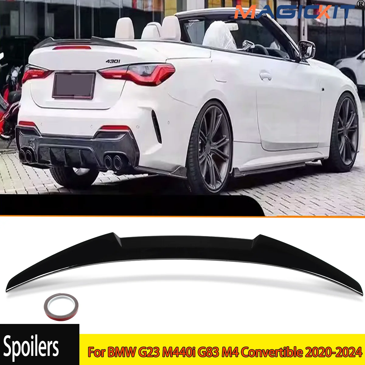 For BMW G23 M440i G83 M4 Convertible 2020-2024 Gloss Black Trunk Spoiler Wing