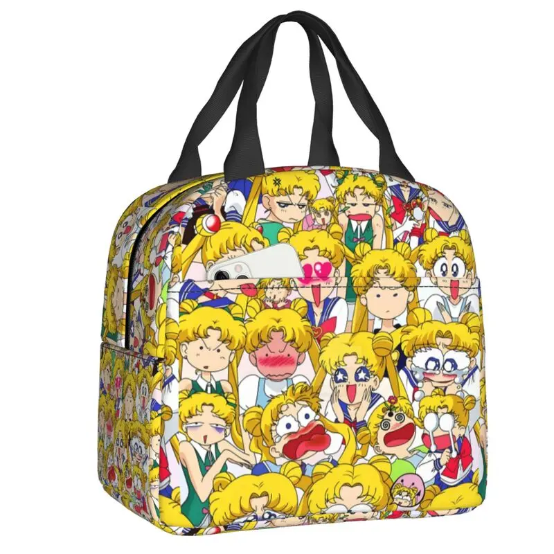 

Custom Sailors Moons Cute Cartoon Insulated Lunch Tote Bag for Anime Resuable Cooler Thermal Food Lunch Box Work School Travel