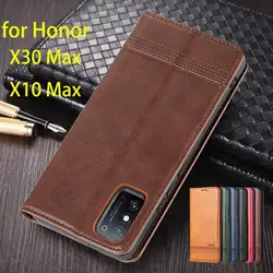 Deluxe Magnetic Adsorption Leather Fitted Case for Huawei Honor X30 Max / X10 Max Flip Cover Protective Case Capa Fundas Coque