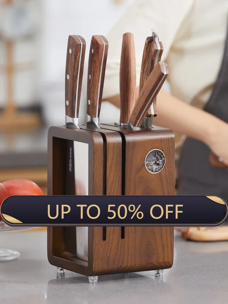 Kitchen Countertop Solid Wood Knife Storage Rack Household Base Ventilation Mould Proof Drainage Rack Knife Case