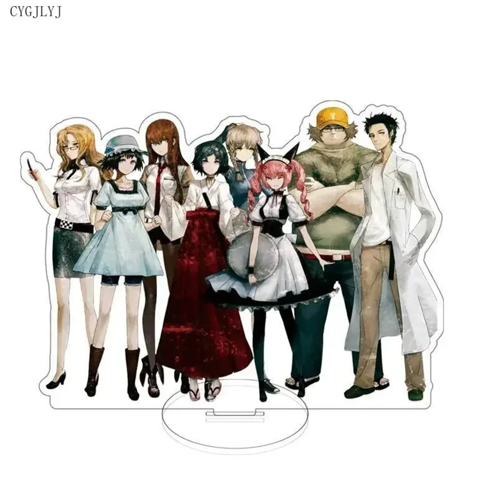 Mode Anime Steins Tor Schlüssel anhänger Frauen Okabe Rintarou Platte Schreibtisch Dekor Acryl stehende Sammlung Ornament Zubehör 15cm