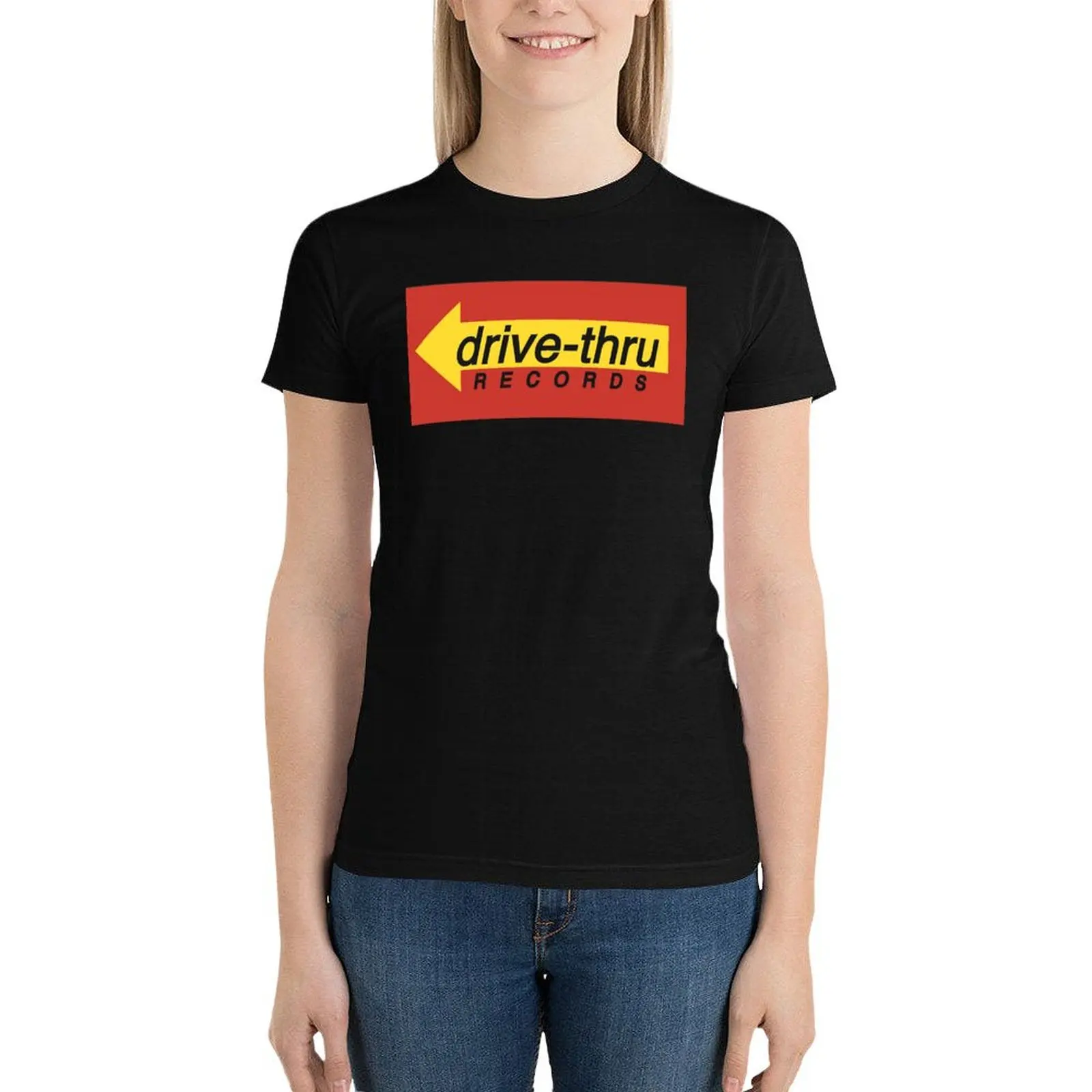 Camiseta con logotipo de Drive Thru Records para mujer, camisetas gráficas, camiseta para mujer