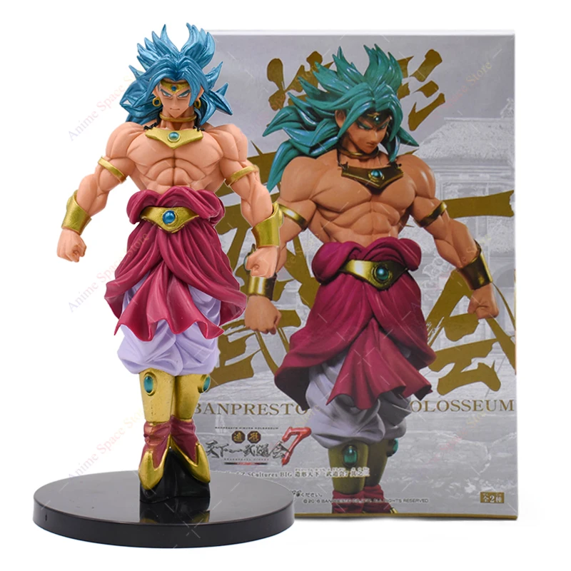 20cm Dragon Ball Figure Broli Super Saiyan Standing Posture Blue Hair Collection Toy PVC Action Model Dolls for Kids Xmas Gifts