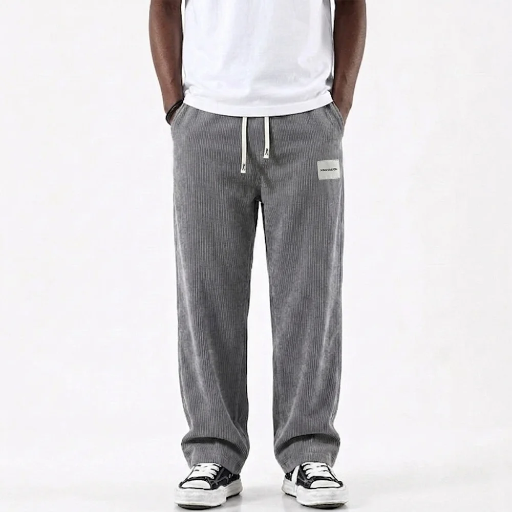 Herren Cordhose Einfarbig Lässige Lange Hose Mode Hip-Hop Streetwear Locker Sitzende Männliche Hose im Schlichten Stil – Detail 3