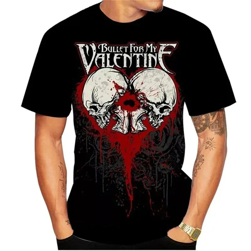 Bullet For My Valentine T-Shirts Metal Rock Band 3D Print Men Women Casual Fashion Oversized Short Sleeve T Shirt Kids Tees Tops