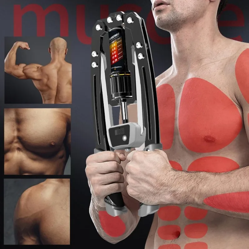 Hydraulic Arm Exerciser with Counter Display Adjustable 22-440lbs Home Chest Expander Shoulder Muscle Trainer Fitness