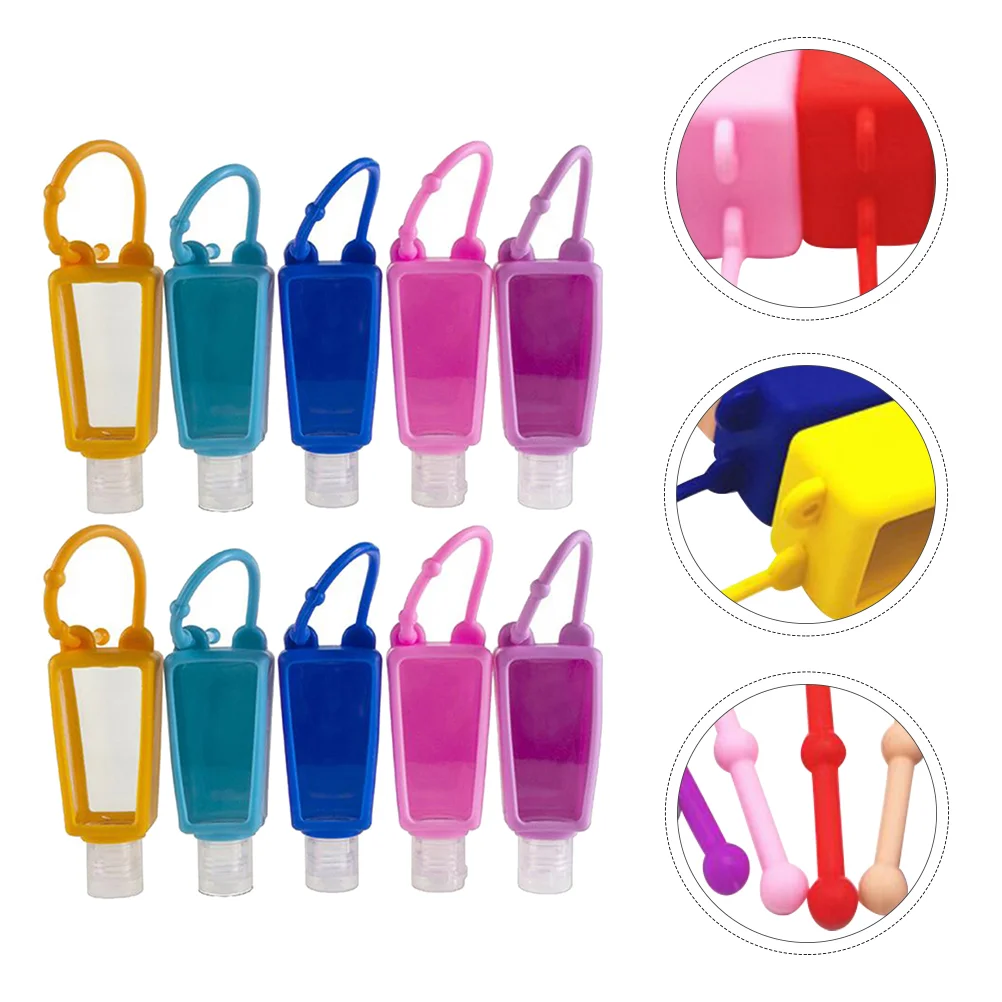 10 Sets Portable Bottle Key Chain Bottles Travel Toiletries Hand Holder Plastic Silicone Cream Container Empty