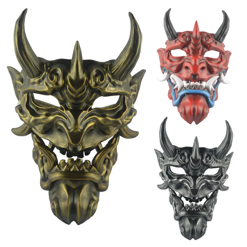 

Japanese Demon Prajna Hannya Resin Mask Grimace Evil Devil Head Halloween Horror Wraith Buddhism NOH Ghost Cosplay Deluxe Masks