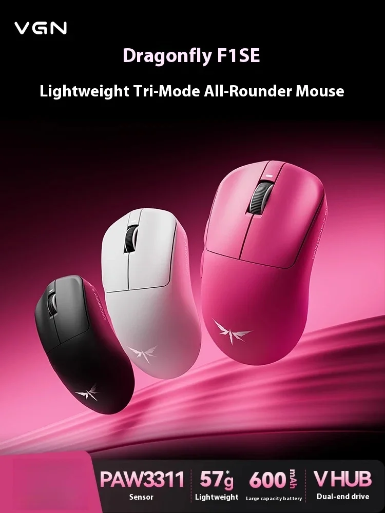 

Проводная игровая мышь VGN Dragonfly F1SE с длительным сроком службы батареи, беспроводная Bluetooth, тройной режим, подходит для ноутбука, комплексная мышь