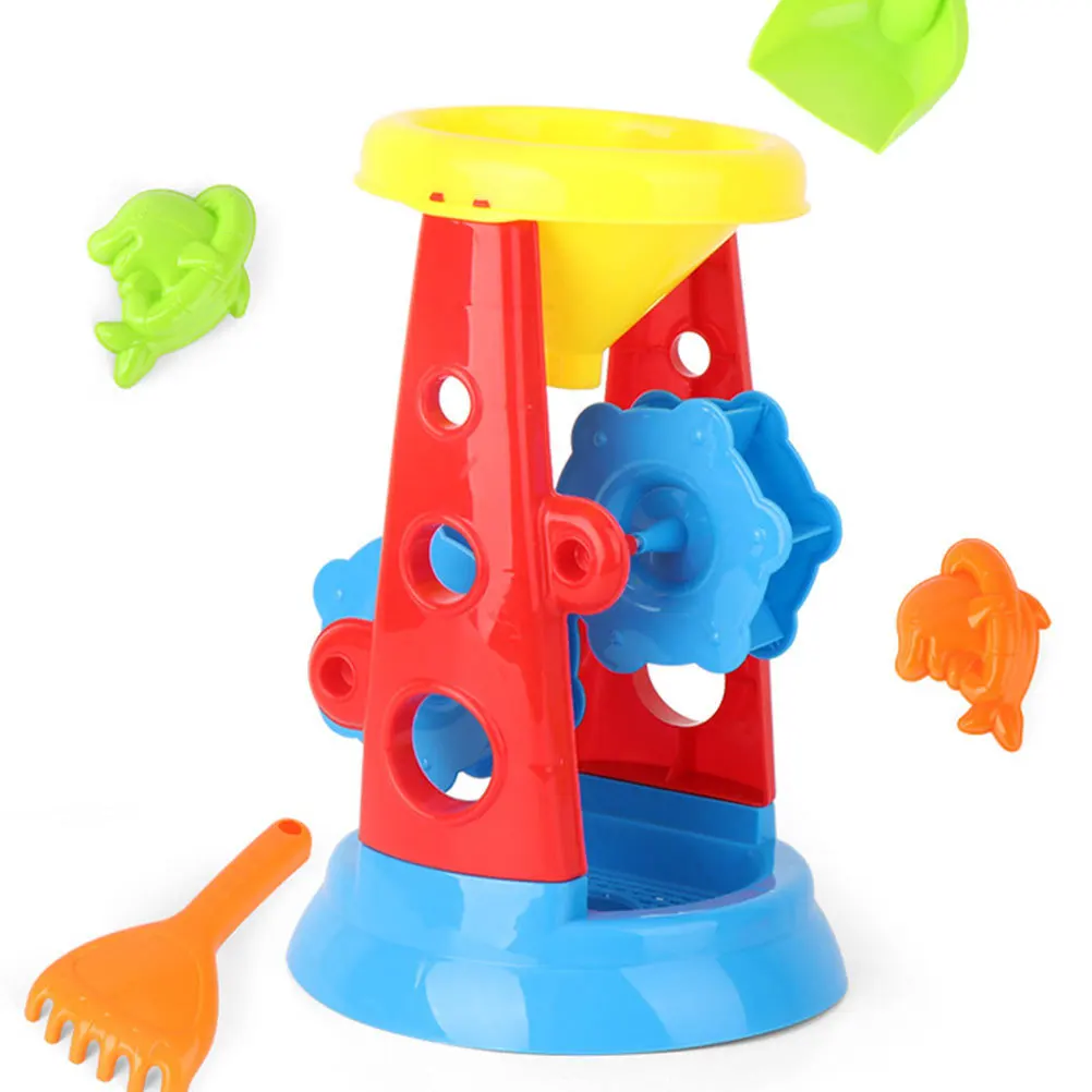 5-delige strandspelset voor kinderen Premium ABS Zandemmer Schop Klok Buitenplezier Lichtgewicht Creatief Kleurrijk Educatief Peuter