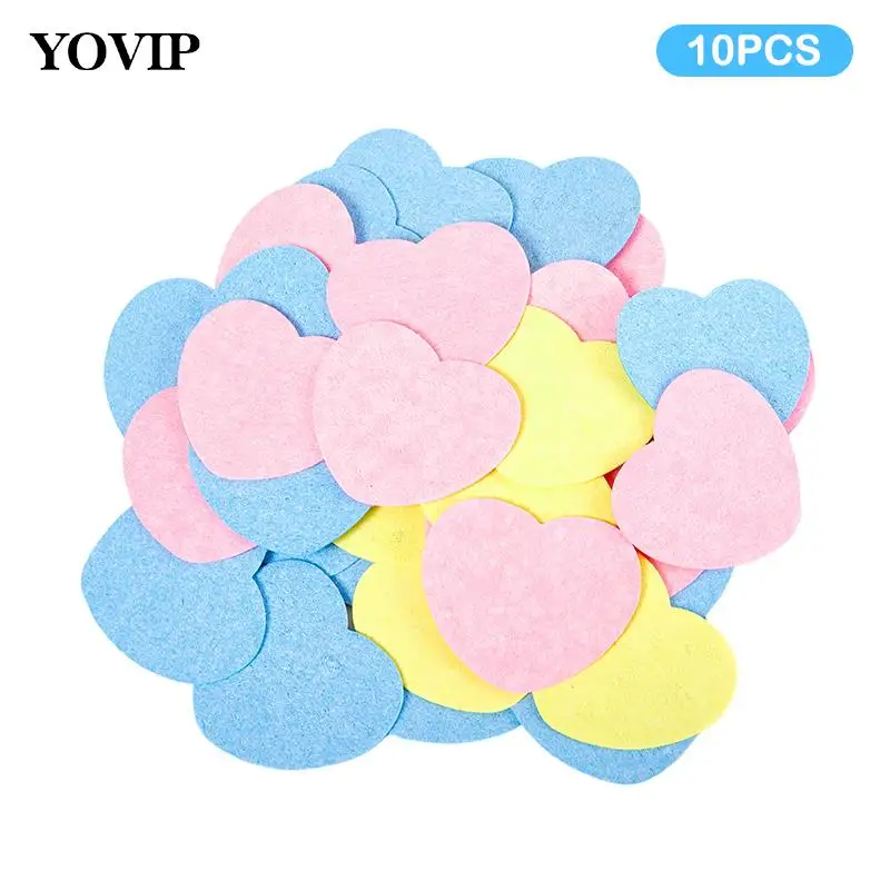 6/10/20/50PCS Makeup Removal Sponge Heart Shaped Cellulose Sponge Wood Pulp Cotton Face Washing Cleansing Sponge Cosmetic Puff