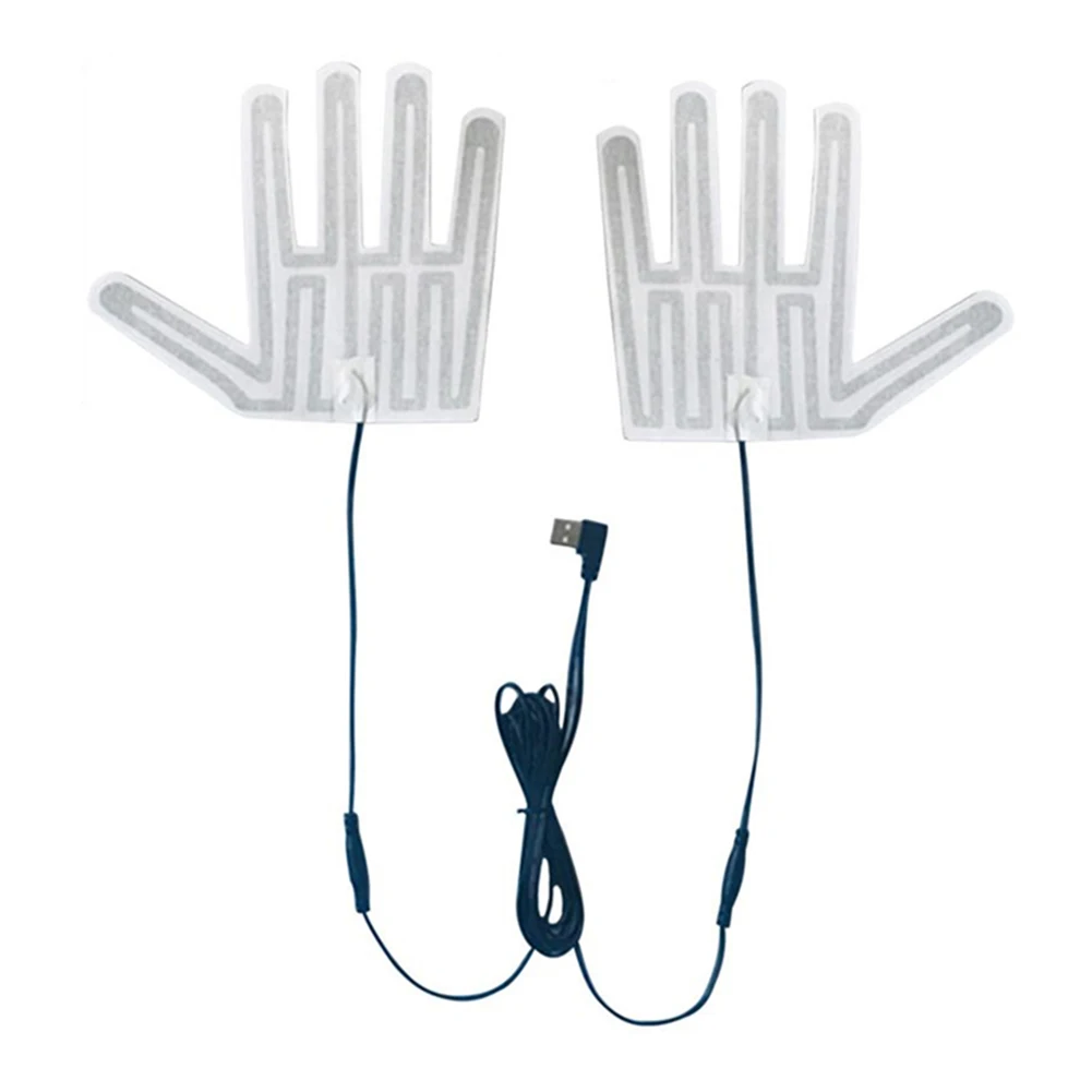 Gants chauffants USB pratiques, coussin chauffant pour l'hiver, gants chauds à cinq doigts, Film chauffant électrique, mitaine, feuille chauffante