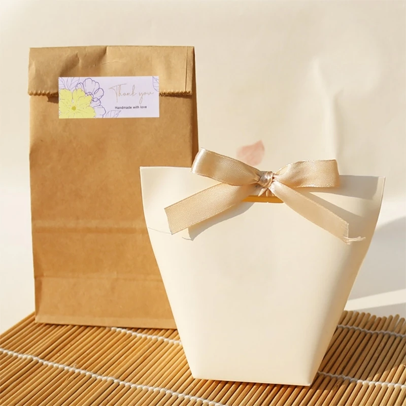 100 Uds etiquetas embalaje rectangulares etiquetas autoadhesivas agradecimiento para boda