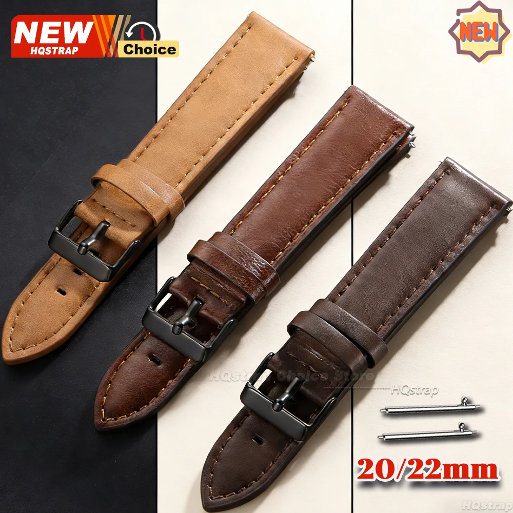 Hochwertiges Uhrenarmband 20mm 22mm Doppelseitig Einfarbiges Smartwatch-Lederband für Seiko Armband für Rolex Schnellverschluss