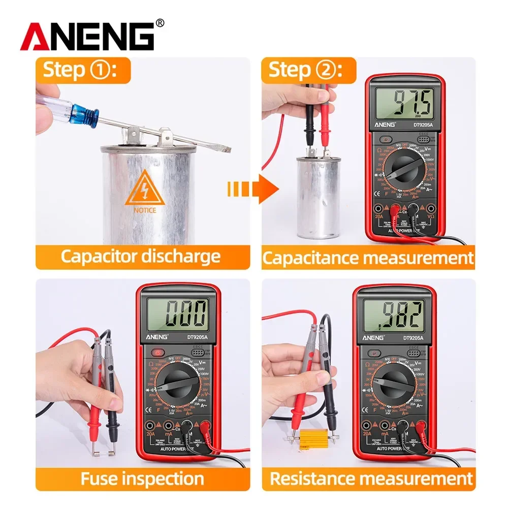 ANENG DT9205A-12 1999 counts Digital Multimeter AC/DC Voltage Current Tester Electrical Test Meter Profesional Analog Multimetro