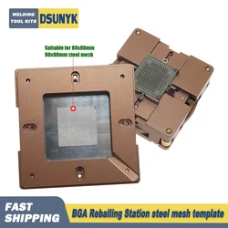 Kit stazione di reballing BGA in lega di alluminio da 80 mm/90 mm Stazione di reballing BGA 90 * 90 mm con sfere di saldatura stencil universali BGA da 10 pezzi