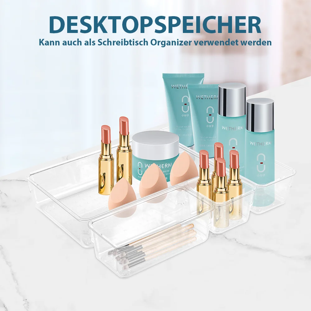 25 stücke Klar Box Lagerung Organizer Schreibtisch Kunststoff Lagerung Box Container Schublade Organizer Tisch Schmuck Box Make-Up Organizer Boxen – Detail 16