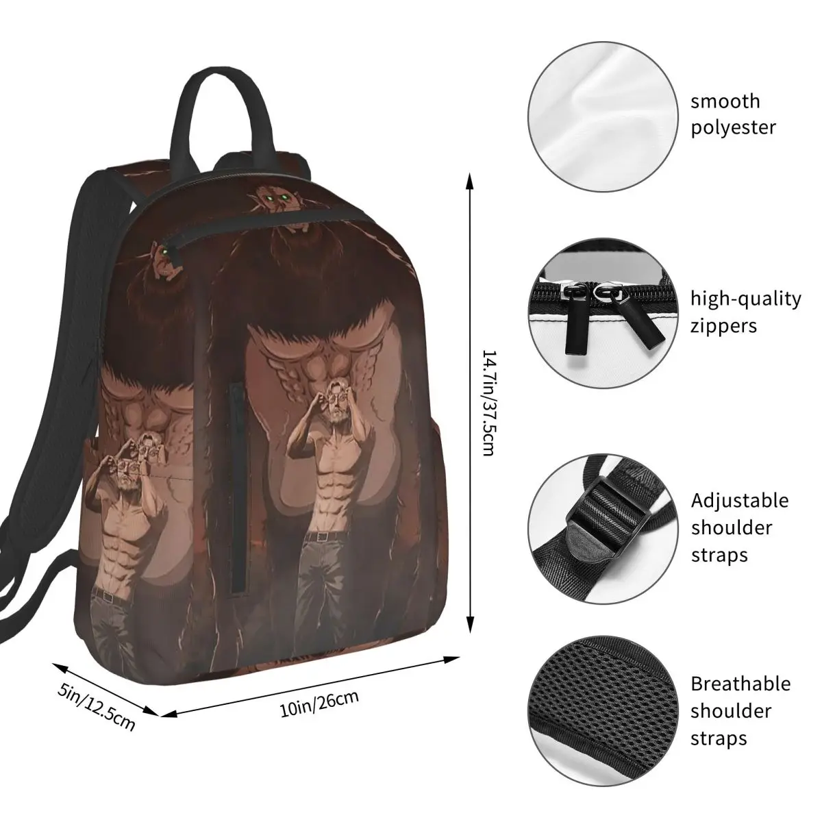 Attack On Titan Zeke Yeager Backpack Student BookBag Kids School Bag Computer Shoulder Bags Men Women