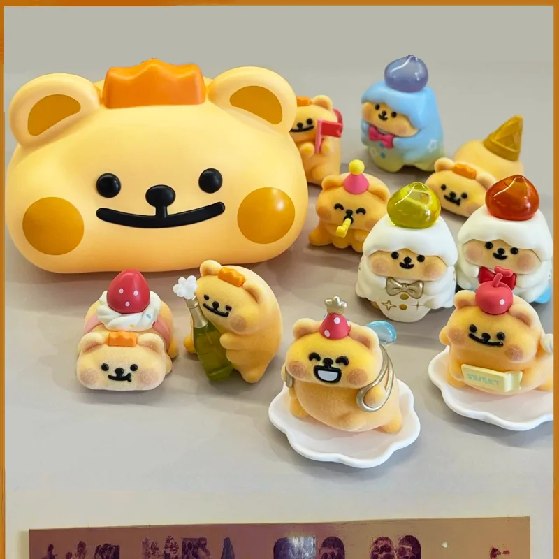 

Original Cute Bear Bug Sweet Party Series Bear Head Blind Box Flocked Mini Figures Desktop Ornaments Collectible Gift Dolls