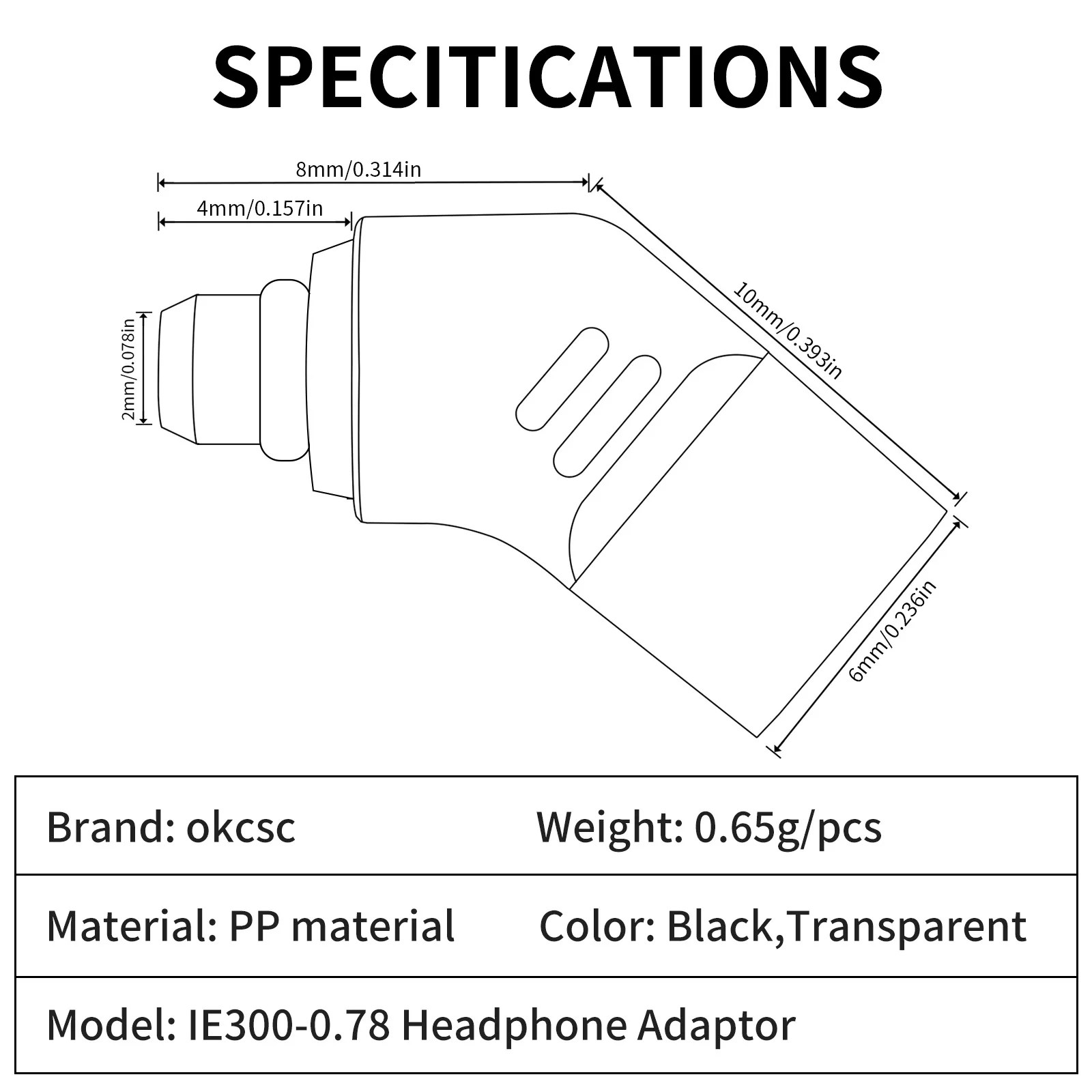 OKCSC Earphones Adapter 0.78 2 PIN Female to SENNHEISER IE300 Male Connecter for SENNHEISER IE300 IE200 IE600 IE900 AKG N5005