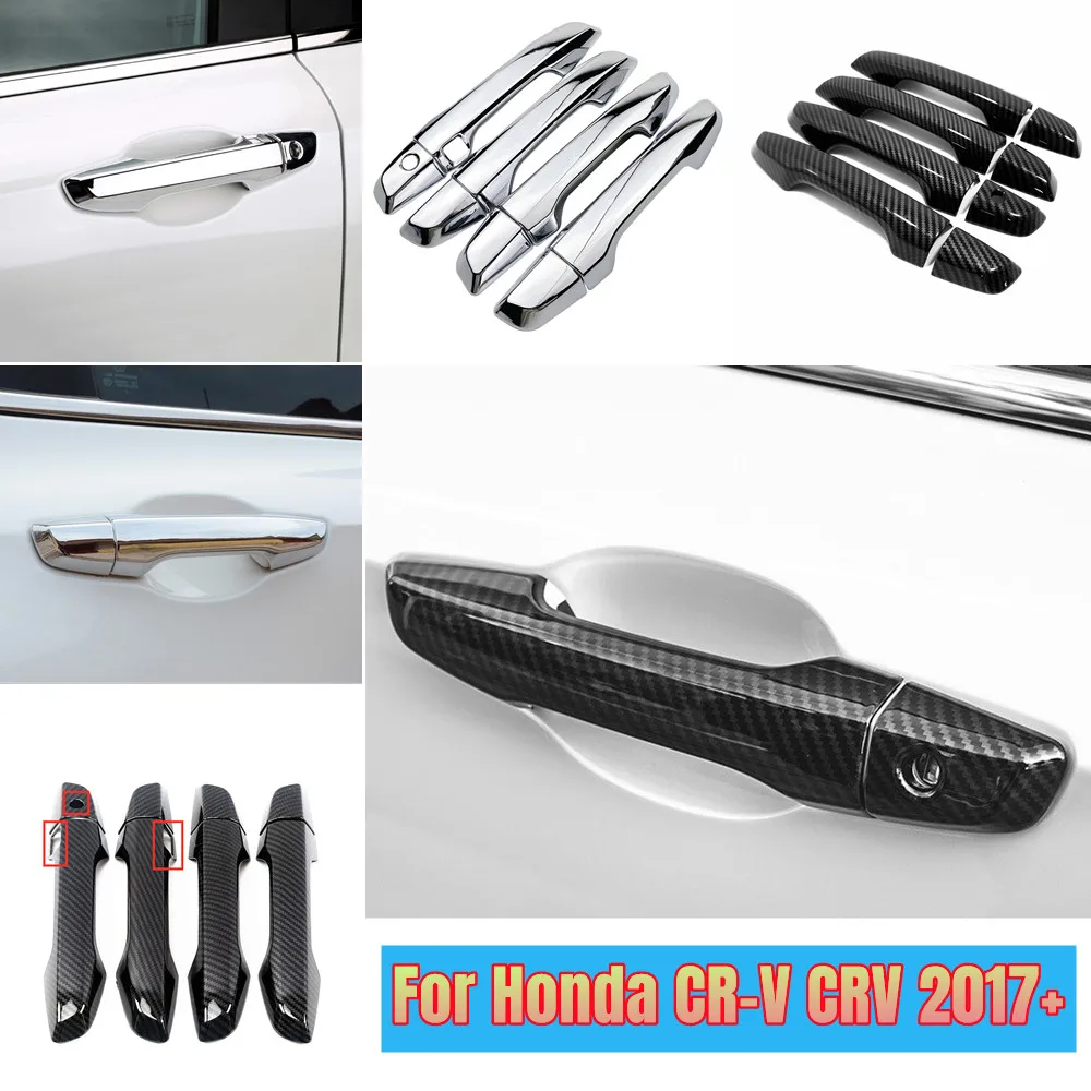 

For Honda CR-V CRV 2017 2018-2021 ABS Chrome/Carbon fiber Door Handle Protective Covering Cover Trim Decoration Car Accessories