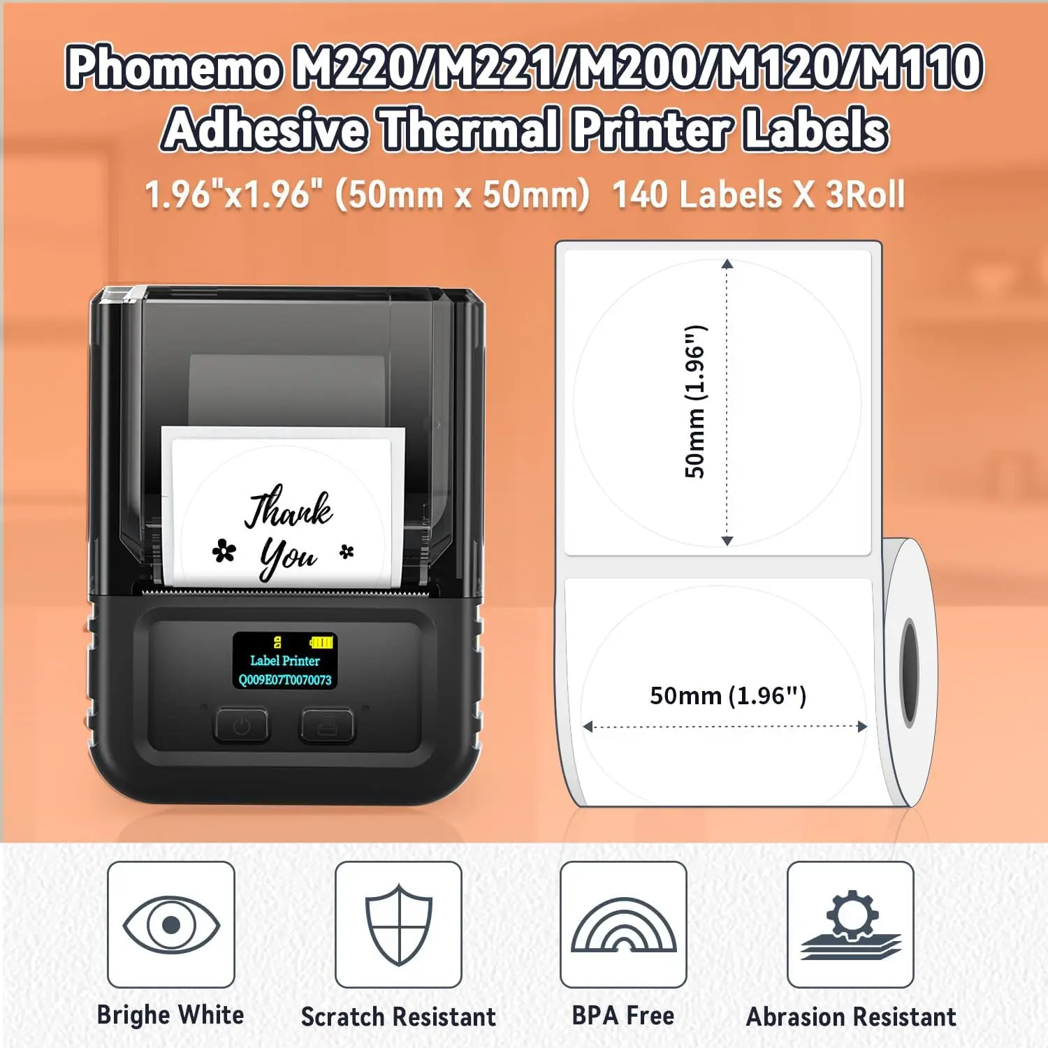 Imagem -02 - Phomemo Multi-purpose Etiqueta Térmica Auto-adesiva Máquina Label Maker Tag para M110 M220 M120 M200 M221 Rolos