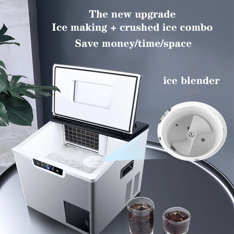 เครื่องทำน้ำแข็งก้อนเครื่องจ่ายน้ำอเนกประสงค์ขนาด40กก. เครื่องทำน้ำแข็งเชิงพาณิชย์ชานมเครื่องผลิตน้ำแข็งในร้าน