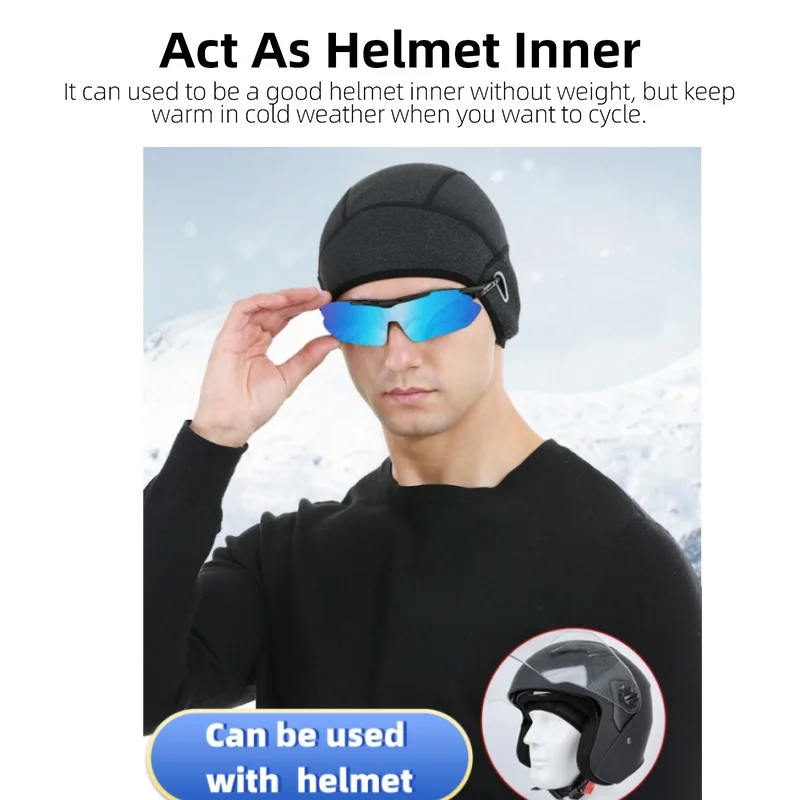 الشتاء الدراجات قبعة دافئة خوذة الجبلية بطانة الصوف الجمجمة قبعة الحرارية الرجال النساء تشغيل التزلج ثقب النظارات يندبروف أغطية الرأس #3
