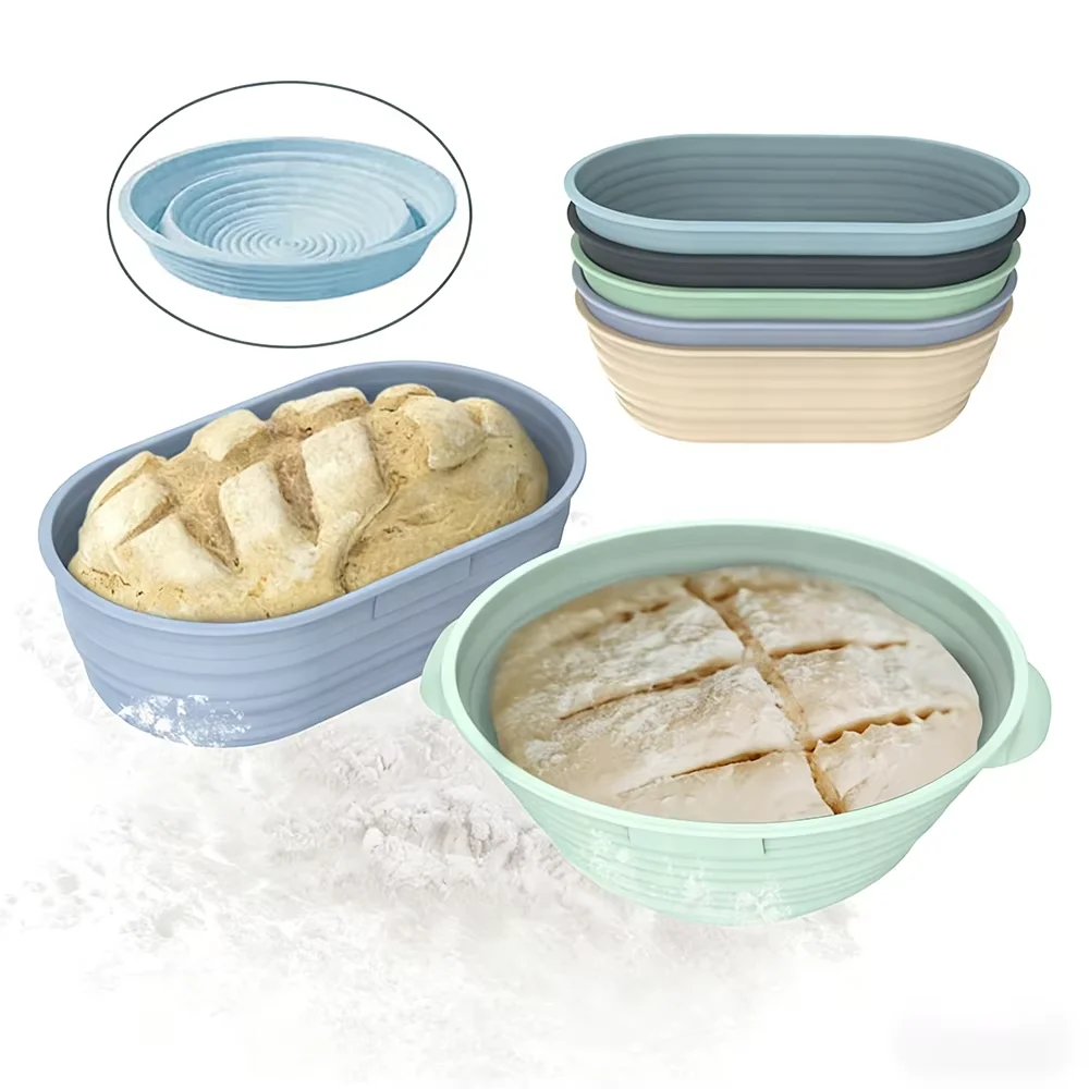 Premium Silicone Banneton Bread Proofing Baskets Collapsible Non‑Stick Dough Bowls Perfect for Artisan Sourdough Baking