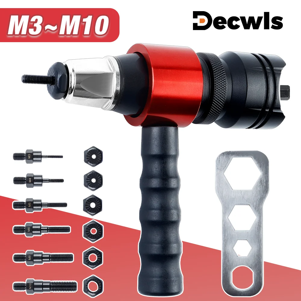 Electric Rivet Nut Gun Converter, Home DIY Nut ​​Riveting Tools, M3 M4 M5 M6 M8 M10 Riveting Tools, Cordless Riveting Machine