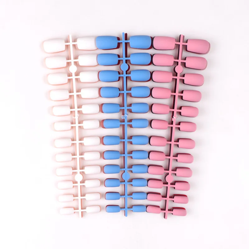 

240P 10Colors Long Square Head Frosted Ballerina Press On Nail Art Strip Seamless Removable Fake Nails Wear Reusable False Nails