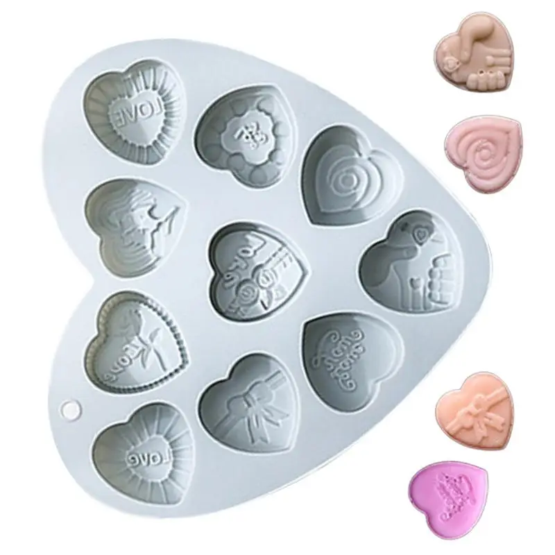 Love Silicone Mold 10 Grid Heart Shaped Mould Home Table Decorations Silicone Baking Pan Mold Heart Silicone Cake Chocolate Mold