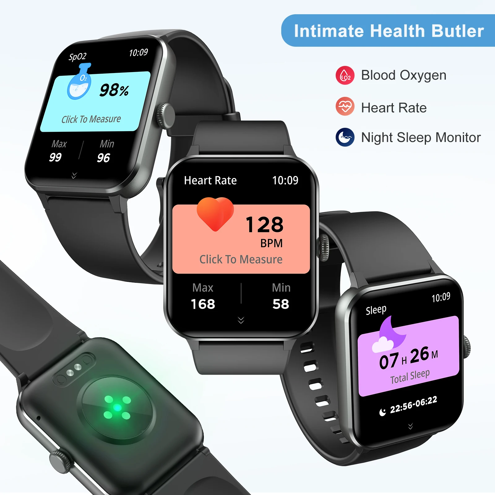 ساعة ذكية Blackview R50 مع مساعد صوت مكالمة بلوتوث 1.85 بوصة شاشة كبيرة عالية الدقة لتتبع اللياقة البدنية للرجال مراقبة النوم